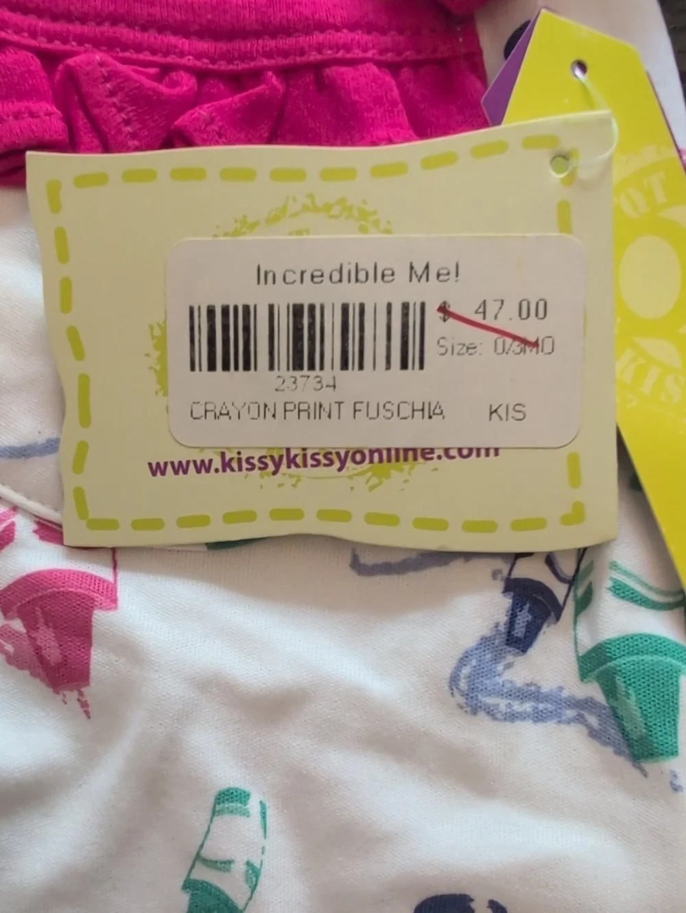 Kissy Kissy QT-QT NWT One Piece Crayon Print Outfit Size 0-3